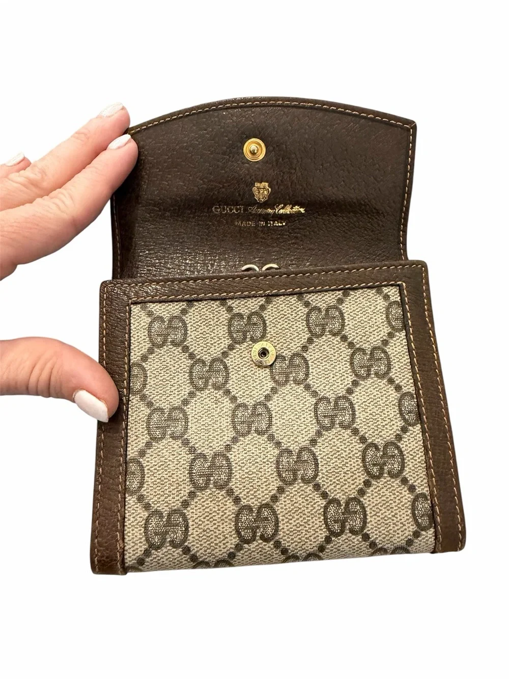 Gucci Beige Monogram Coated Canvas Wallet with Brown Leather Trim - Picture 5 of 10